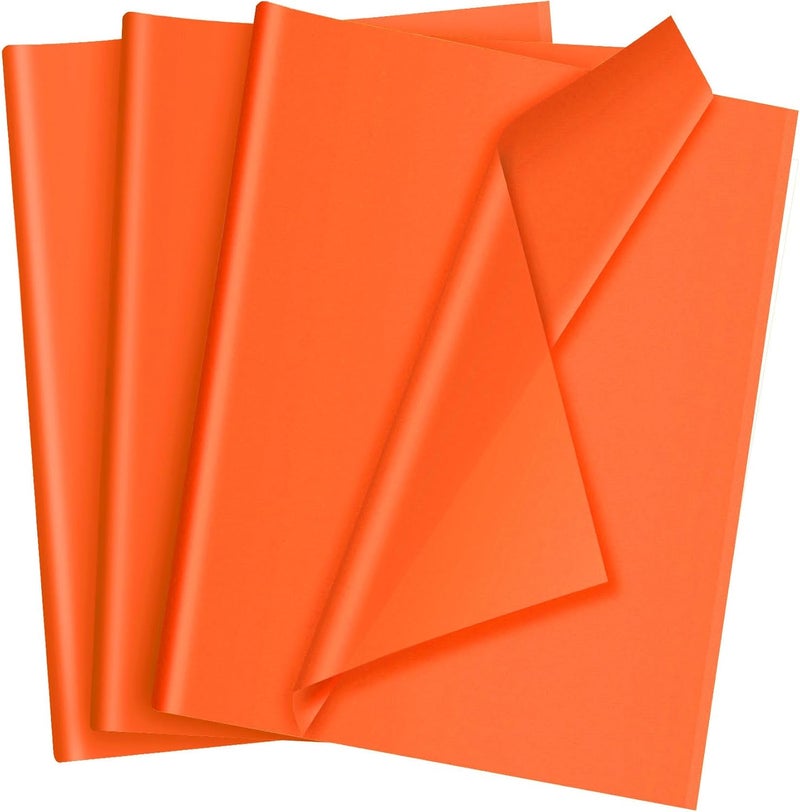 Hlonon 50 Sheets Orange Tissue Paper for Gift Bags - 14 x 20 Inches Recyclable Orange Wrapping Paper for Weddings Birthday DIY Project Christmas Halloween Thanksgiving Gift Wrapping Crafts Decor - Image 1
